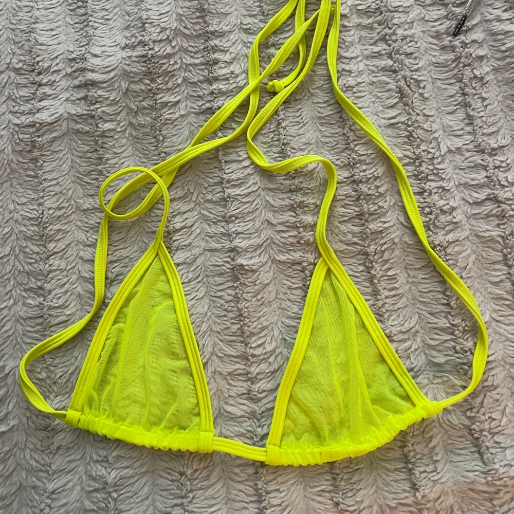 Neon yellow mesh rave bikini top size M
